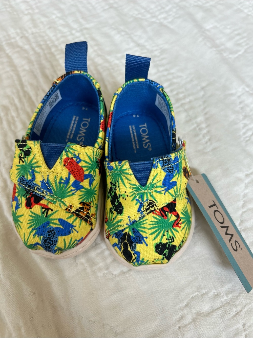 TOMS Kids Yellow Tropical Print Slip-On Shoes